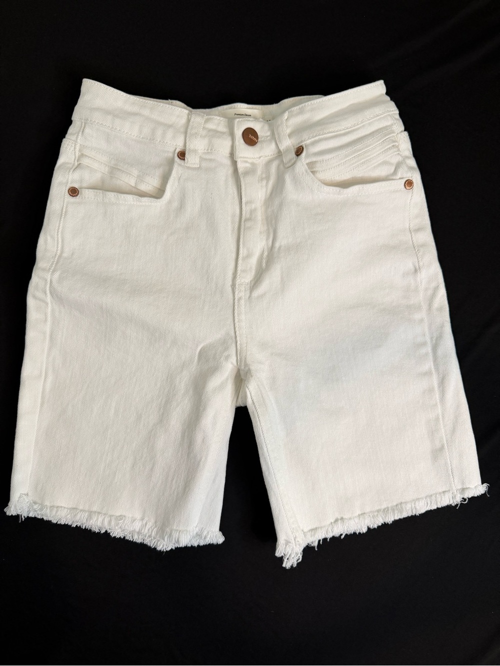 Bohme High-Rise White Denim Bermuda Shorts